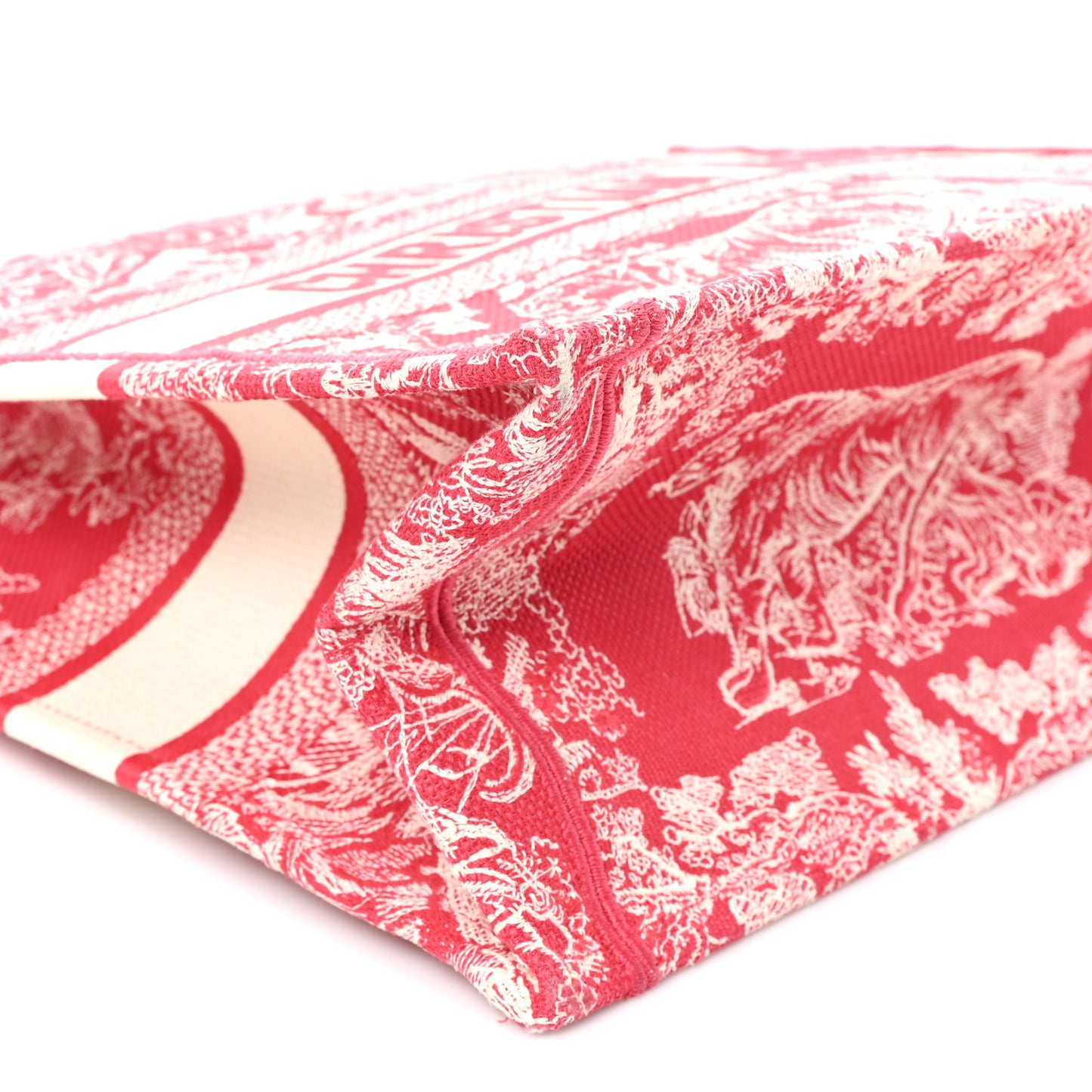 Canvas Embroidered Medium Dioriviera Toile De Jouy Book Tote Raspberry
