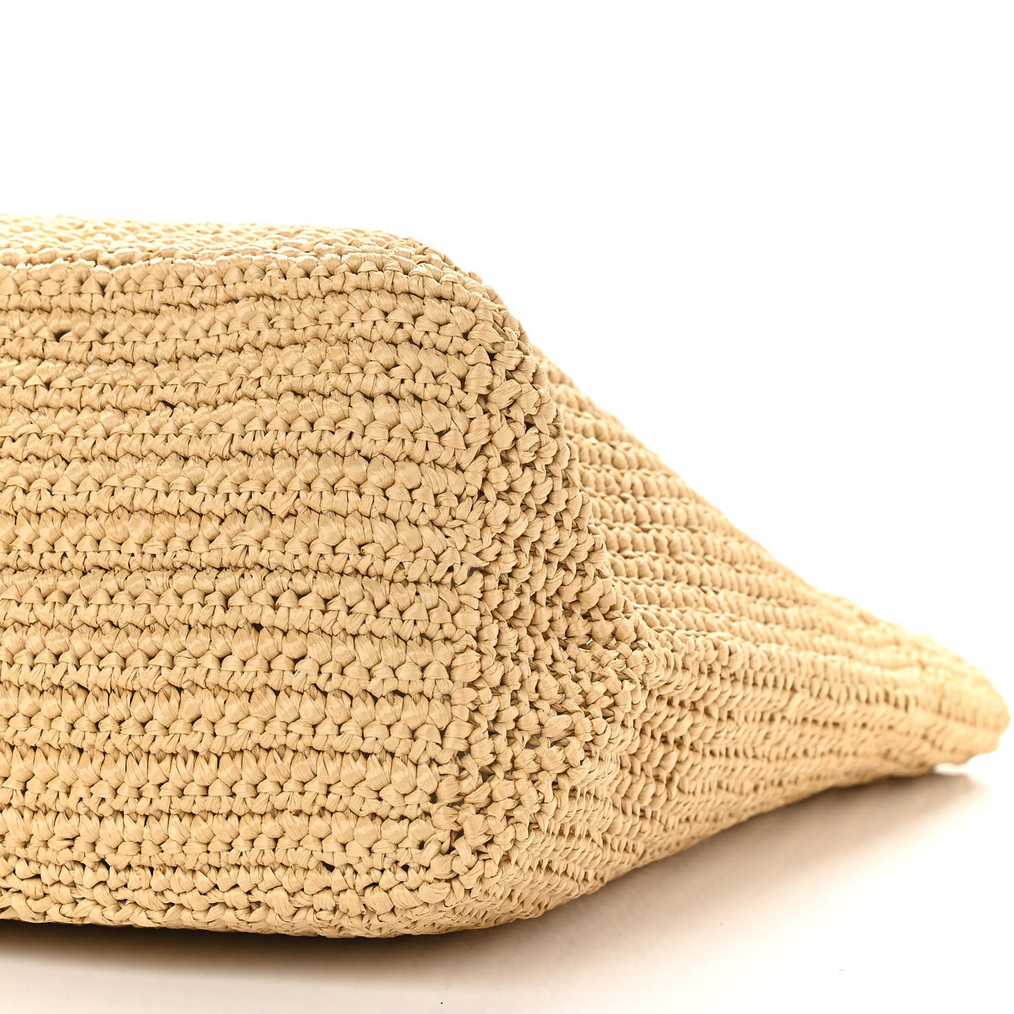 Yarn Raffia Effect Crochet Embroidered Logo Tote Naturale