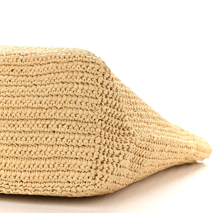 Prada Yarn Raffia Effect Crochet Embroidered Logo Tote Naturale 7 of 7