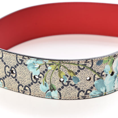 Gucci GG Plus Monogram Blooms Plaque Belt 85 34 Blue 6 of 6