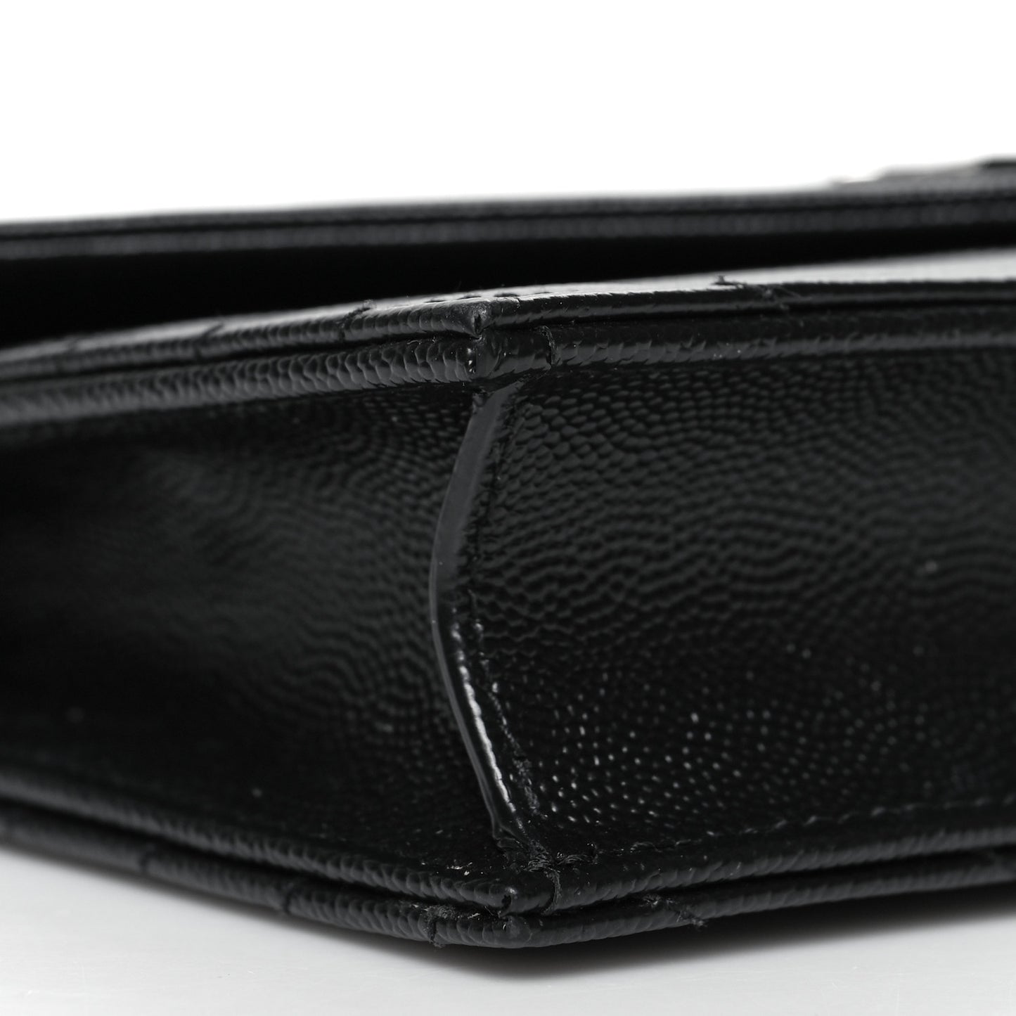 Grain De Poudre Matelasse Chevron Monogram Envelope Chain Wallet Black