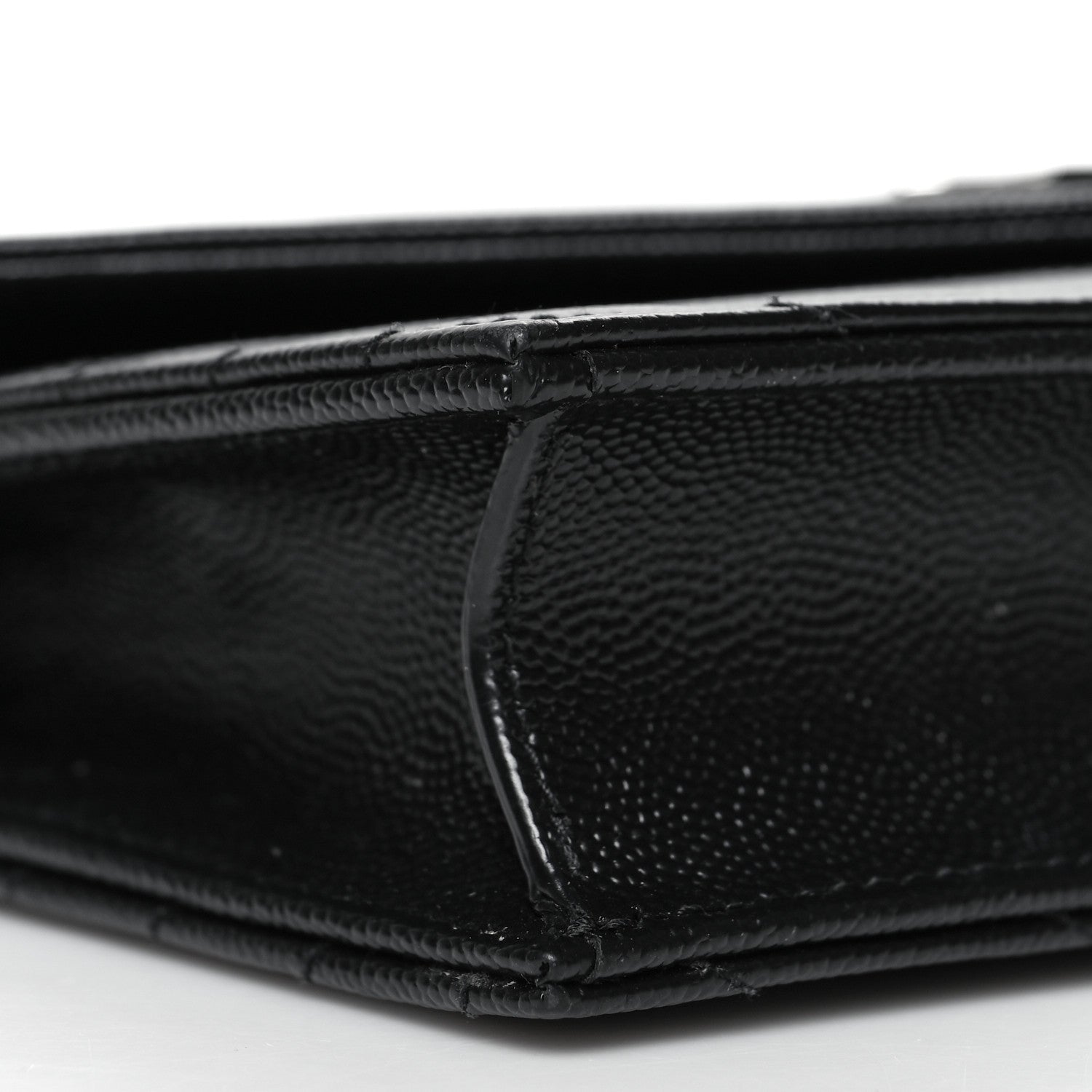 Saint Laurent Grain De Poudre Matelasse Chevron Monogram Envelope Chain Wallet Black 10 of 13