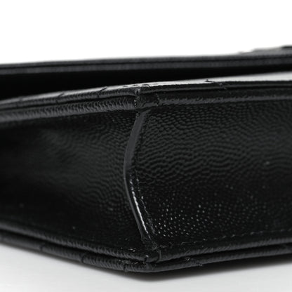 Saint Laurent Grain De Poudre Matelasse Chevron Monogram Envelope Chain Wallet Black 10 of 13