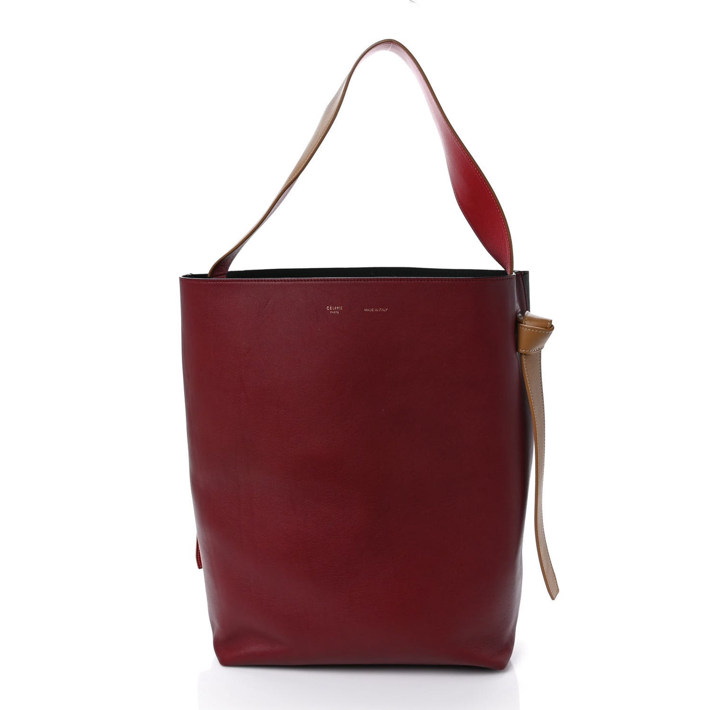 Shiny Smooth Calfskin Small Twisted Cabas Dark Ruby Navy