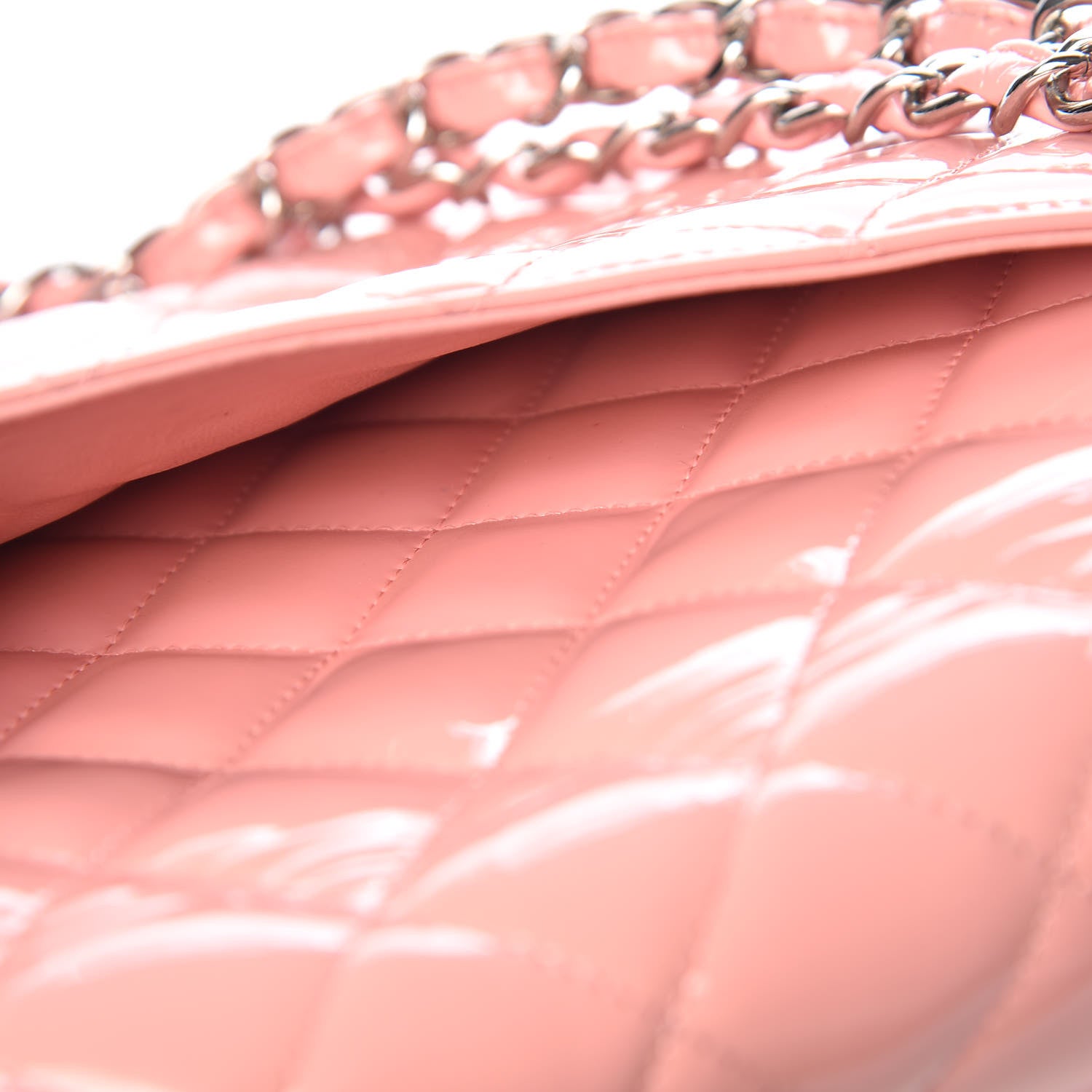 Chanel Patent Quilted Jumbo Double Flap Pink 14 of 23