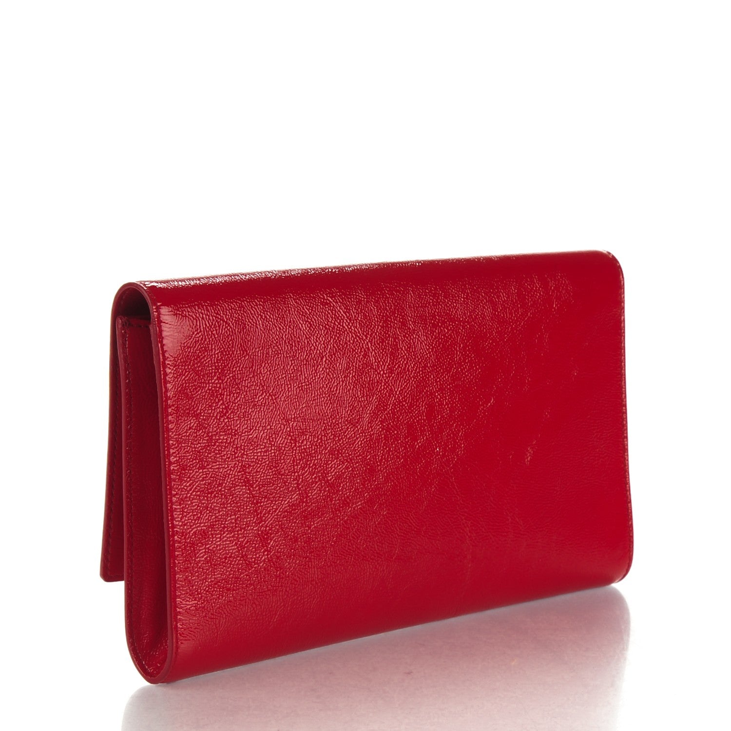 Saint Laurent Textured Patent Monogram Large Belle De Jour Clutch Red 3 of 6