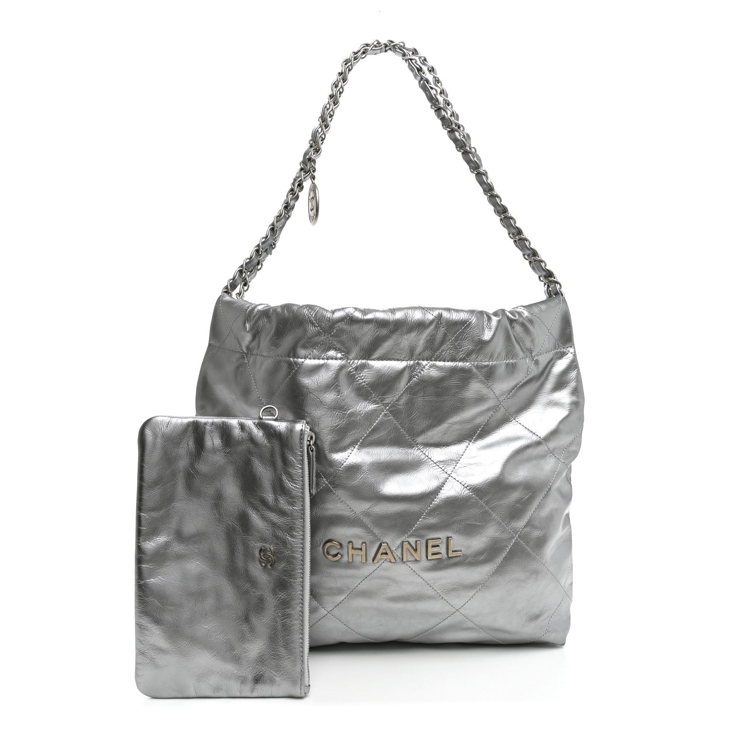 Chanel Metallic Calfskin Quilted Small Chanel 22 Silver 3 of 11