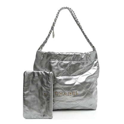 Chanel Metallic Calfskin Quilted Small Chanel 22 Silver 3 of 11