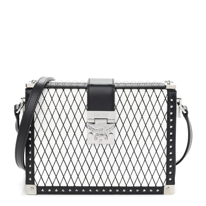 MCM Calfskin Polke Stud Rombi Mini Mitte Crossbody White Black 1 of 10
