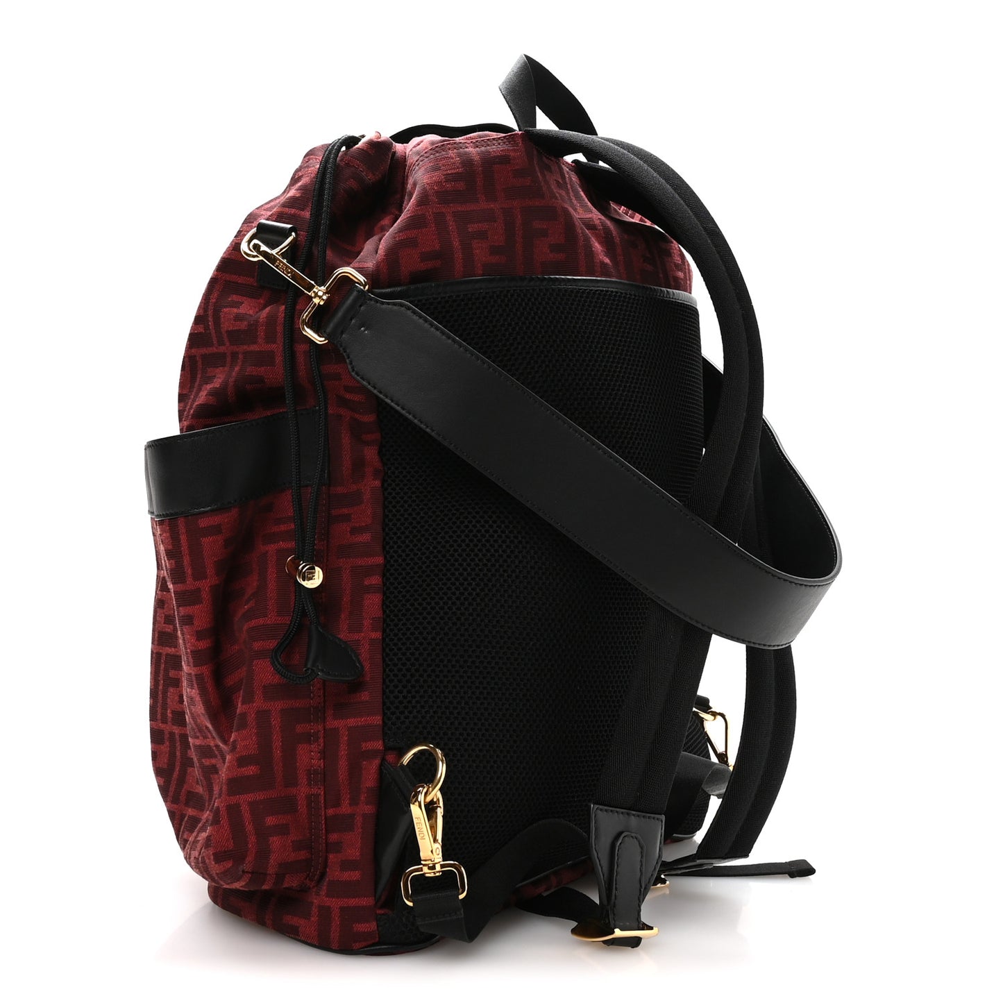 Recycled Fabric Jacquard Vitello Grace FF 1974 Large Fendi Strike Backpack Rosso Marlboro Black