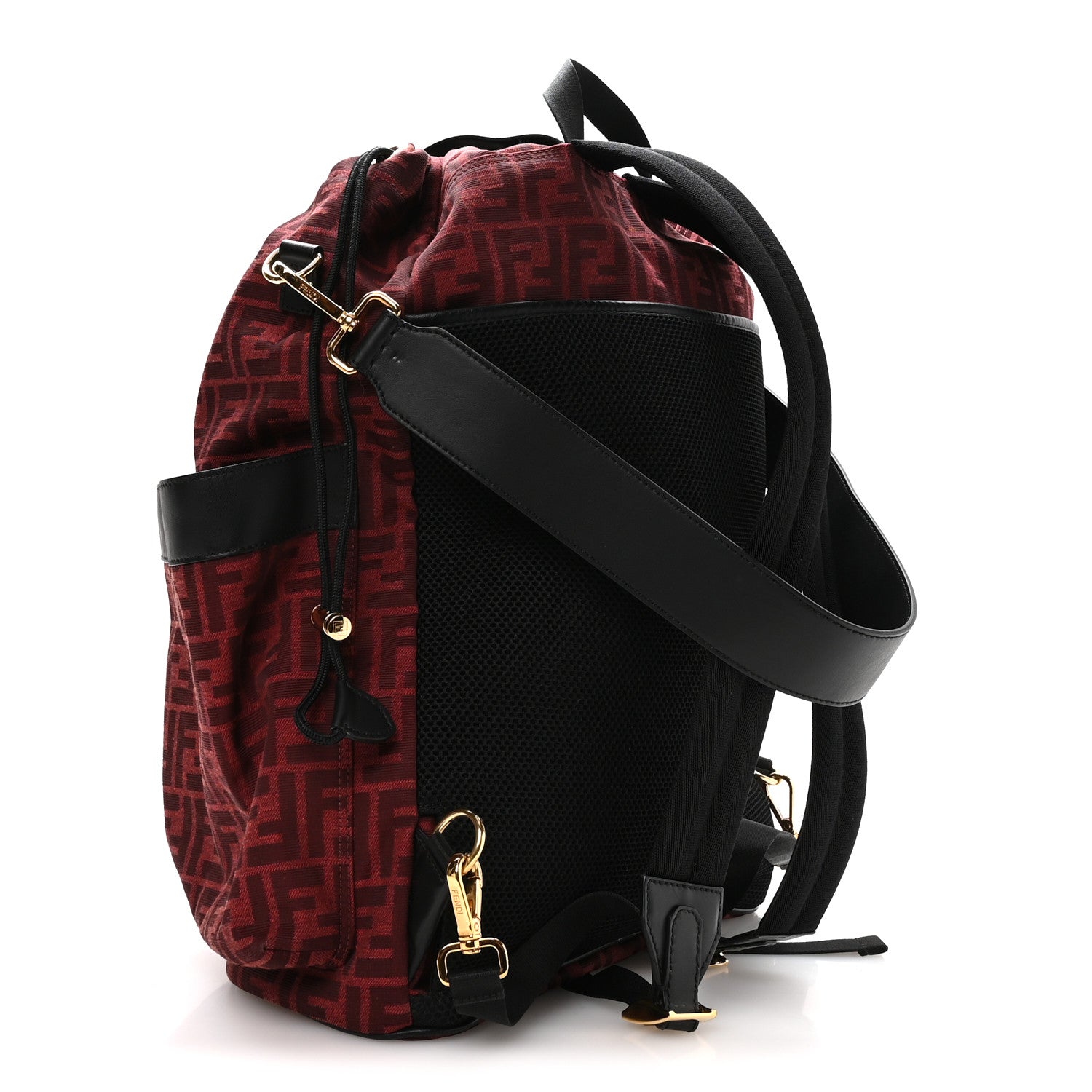 Fendi Recycled Fabric Jacquard Vitello Grace FF 1974 Large Fendi Strike Backpack Rosso Marlboro Black 3 of 10