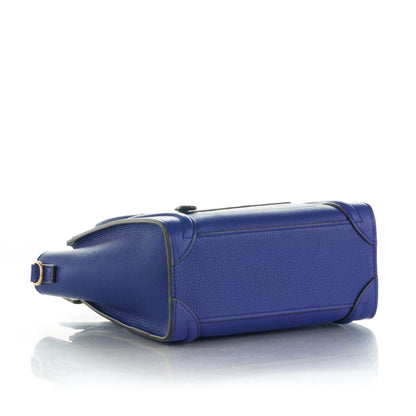 Celine Drummed Calfskin Nano Luggage Indigo 5 of 9