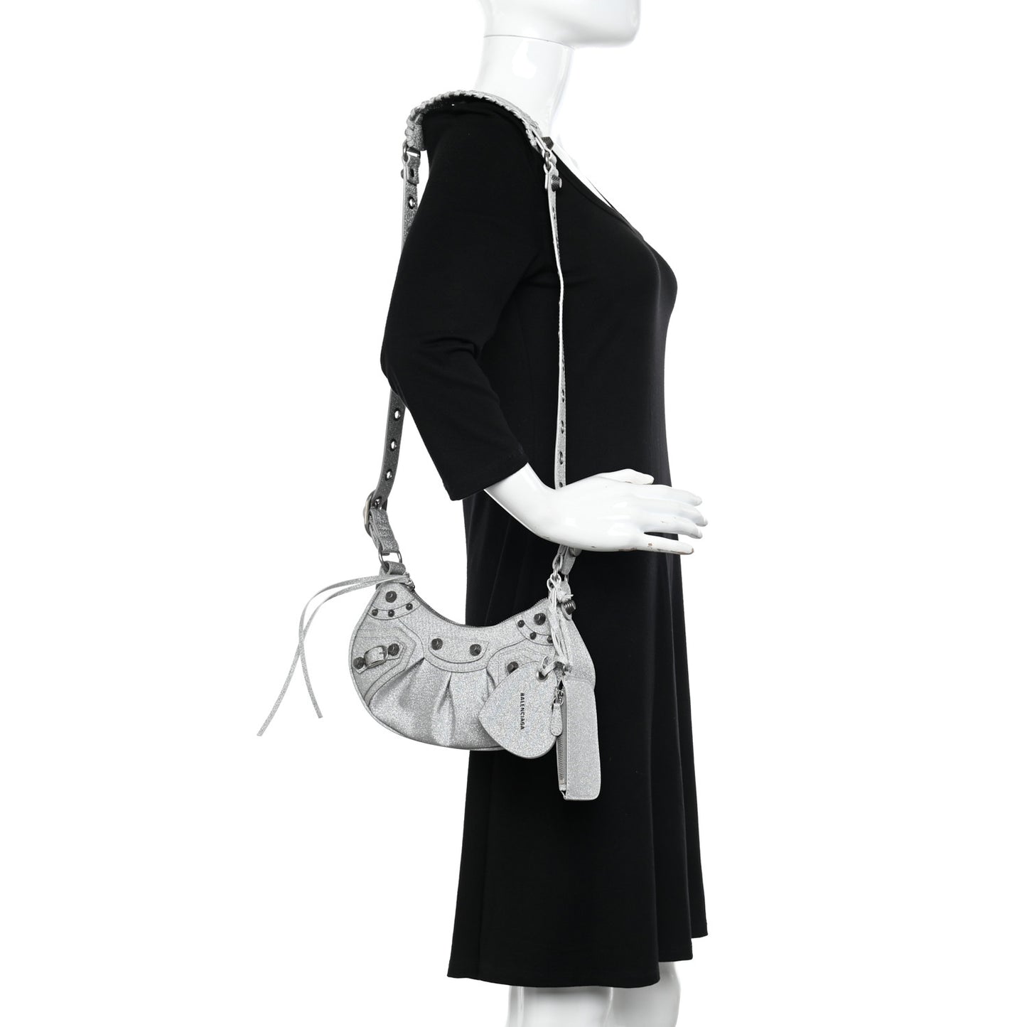 Sparkling Fabric Le Cagole Shoulder Bag XS Silver