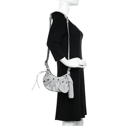 Balenciaga Sparkling Fabric Le Cagole Shoulder Bag XS Silver 2 of 9