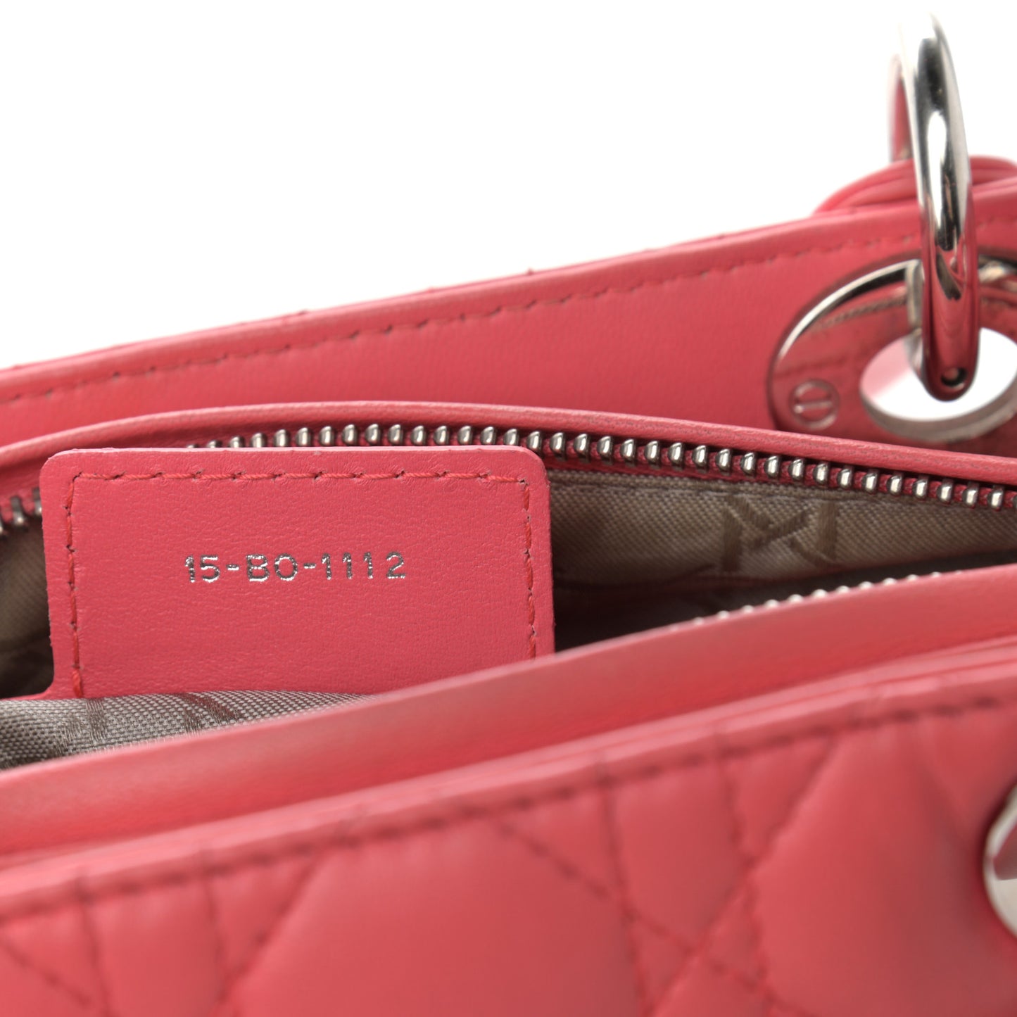 Lambskin Cannage Medium Lady Dior Coral