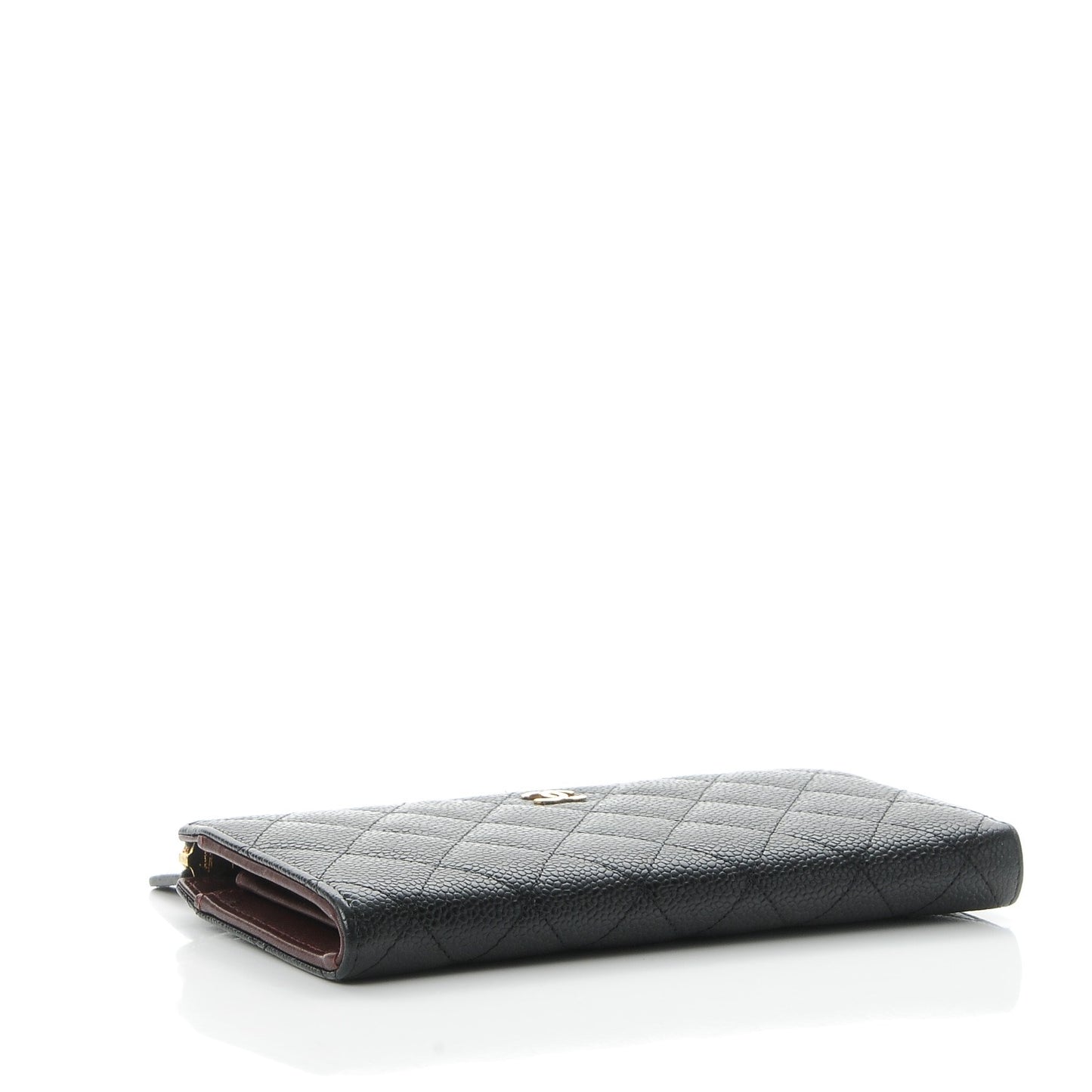 Caviar Quilted Zip Around Clutch Wallet Black