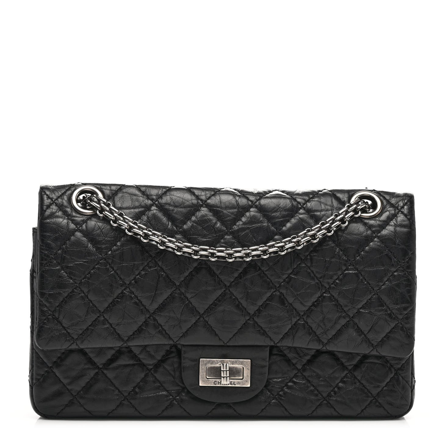 Aged Calfskin Quilted 2.55 Reissue 225 Flap Black