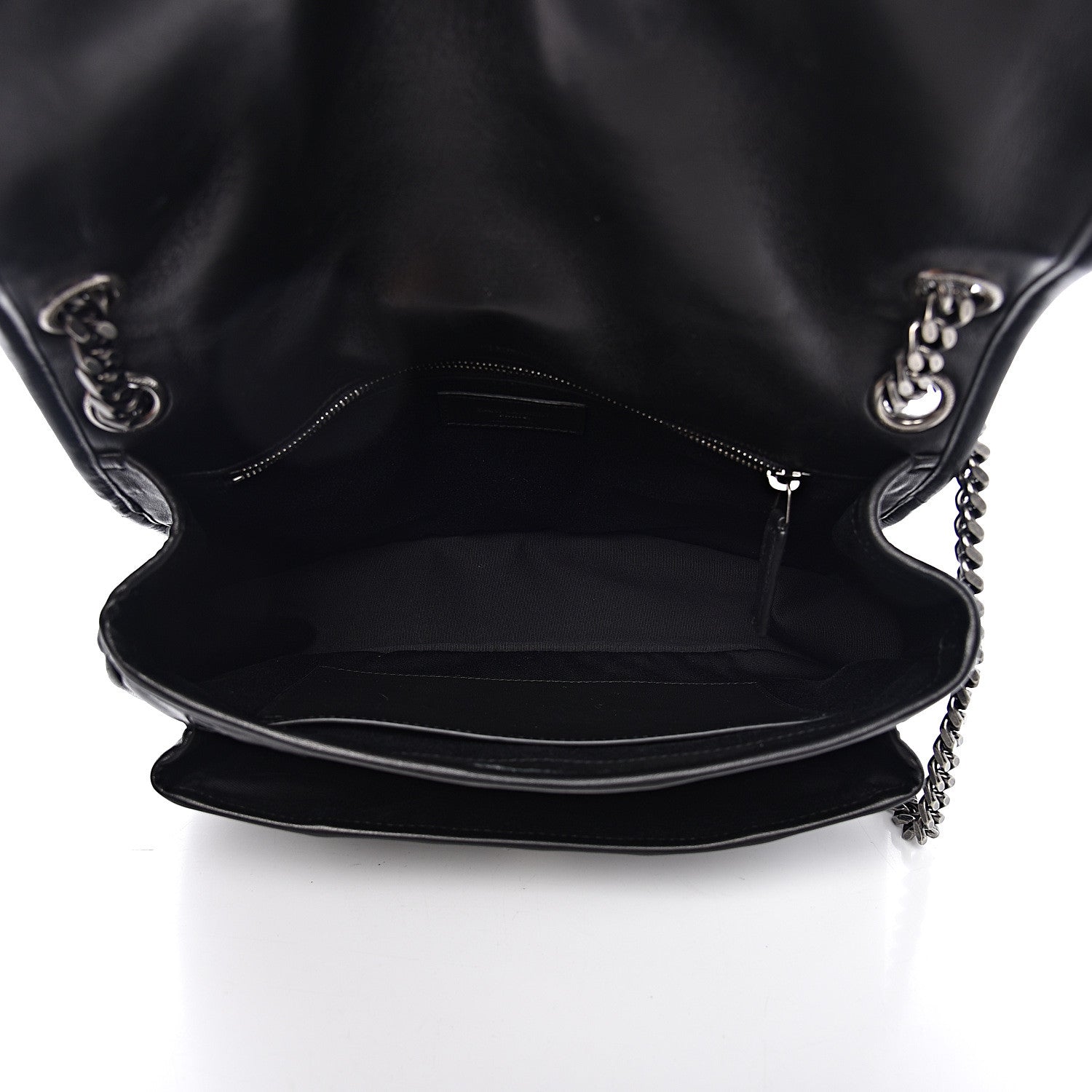 Saint Laurent Calfskin Ayers Patchwork Monogram Medium Niki Chain Satchel Black 5 of 12
