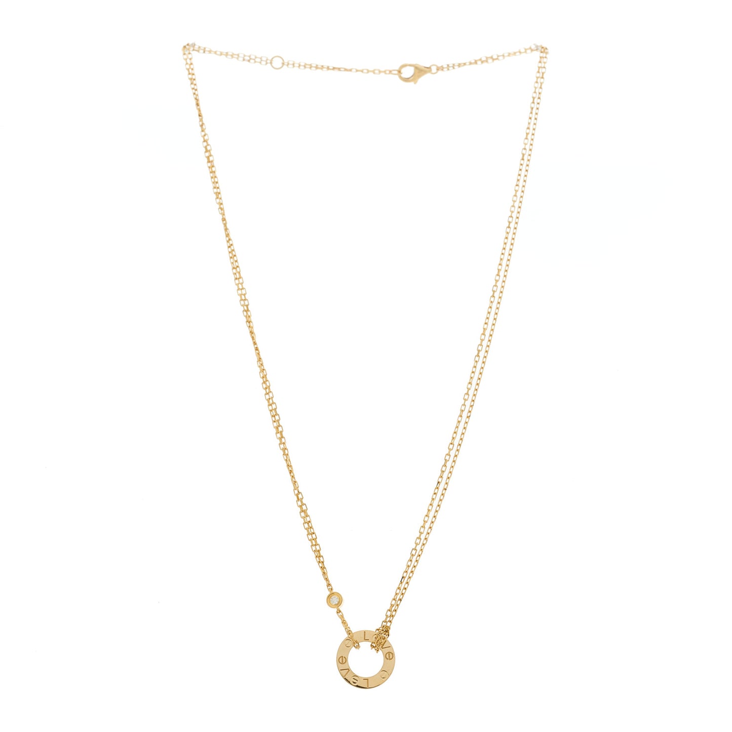 18K Yellow Gold 2 Diamond LOVE Necklace