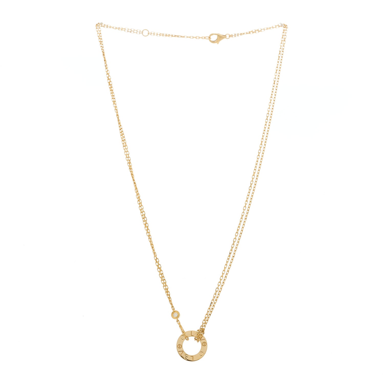 Cartier 18K Yellow Gold 2 Diamond LOVE Necklace 2 of 5