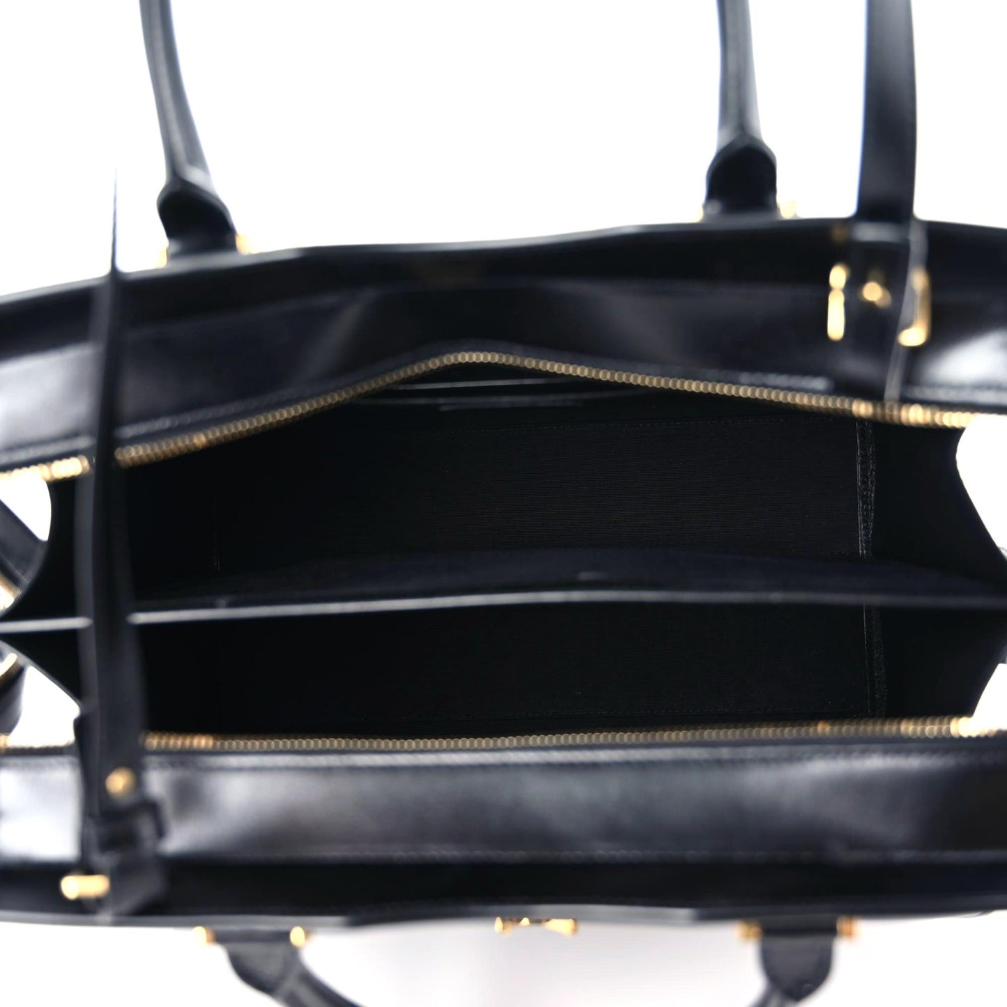 Shiny Calfskin Large Uptown Tote Black