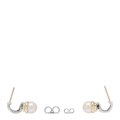 David Yurman DAVID YURMAN Sterling Silver 14K Yellow Gold Pearl Cable Drop Earrings 3 of 4