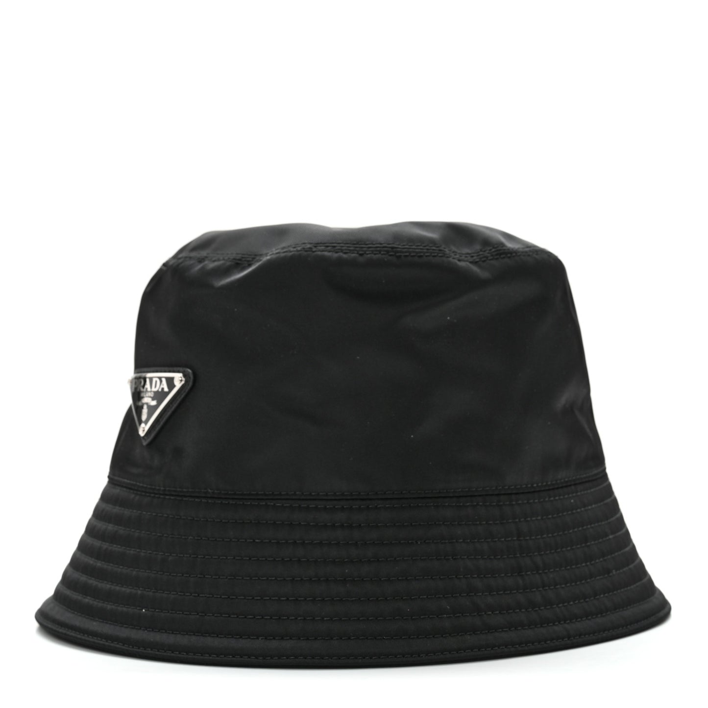 Re-Nylon Metal Triangle Logo Womens Bucket Hat M Black