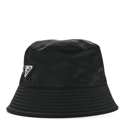Prada Re-Nylon Metal Triangle Logo Womens Bucket Hat M Black 1 of 8
