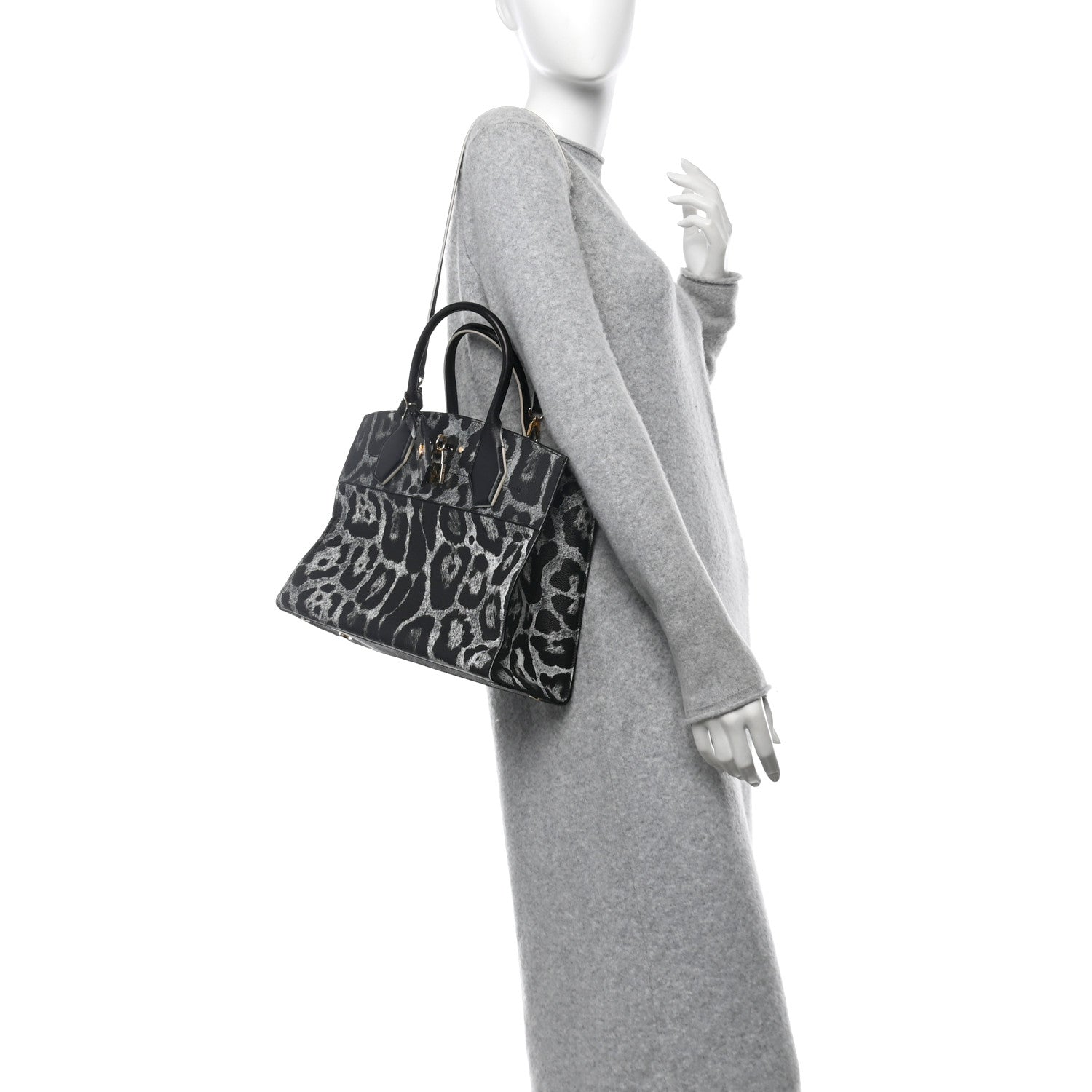 Louis Vuitton Canvas Calfskin Wild Animal Print City Steamer MM Black 2 of 12