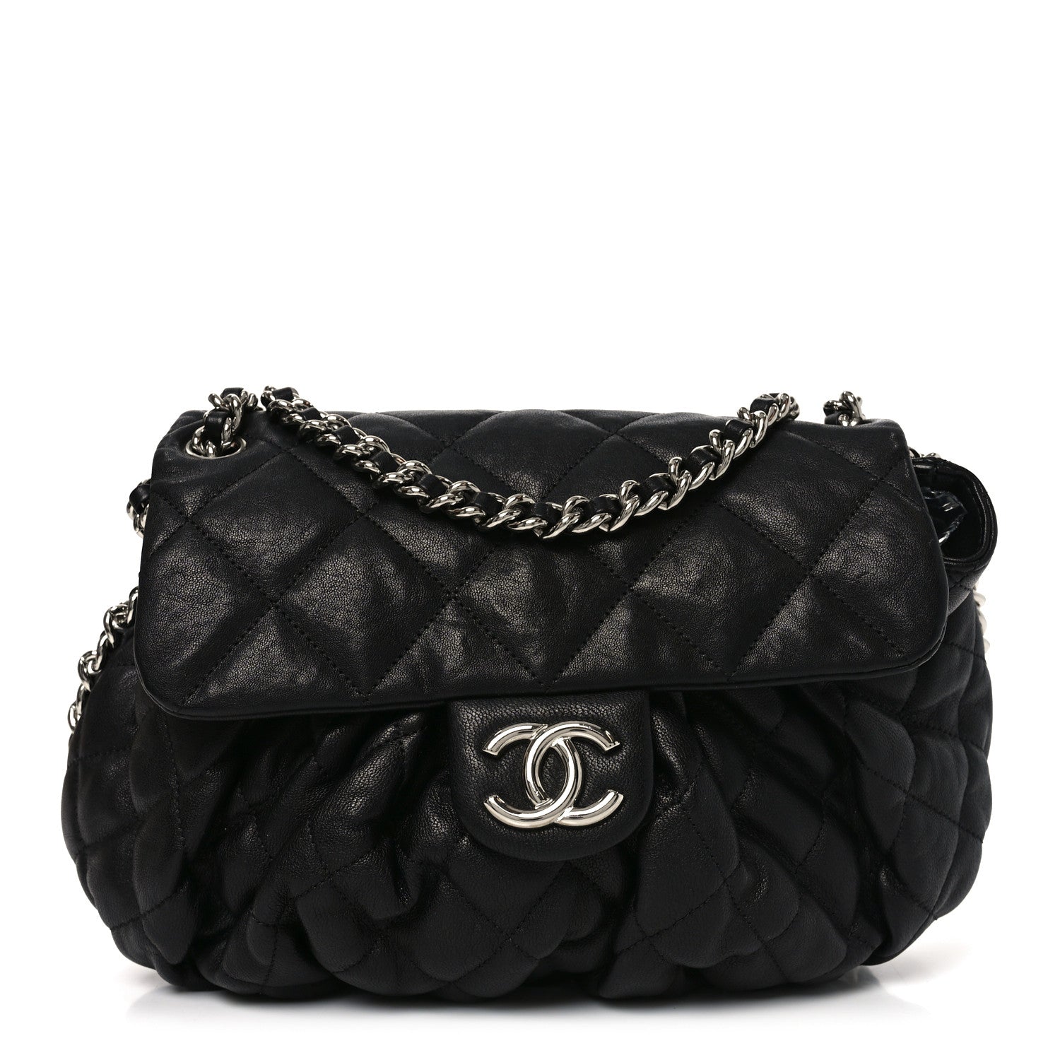 Chanel Washed Lambskin Quilted Medium Chain Around Messenger Black 1 of 10