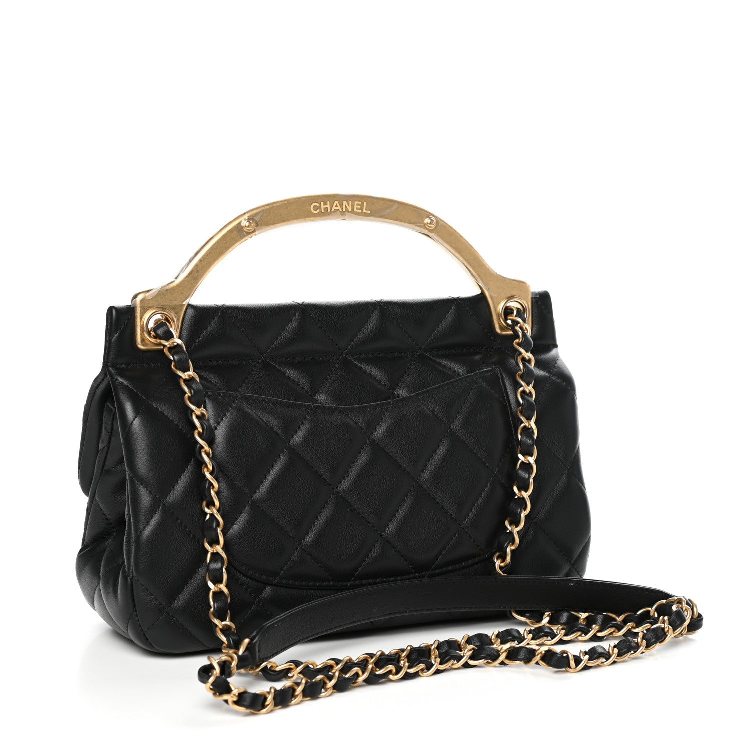 Chanel Calfskin Quilted Small Lady Handle Clutch With Chain Black 3 of 12