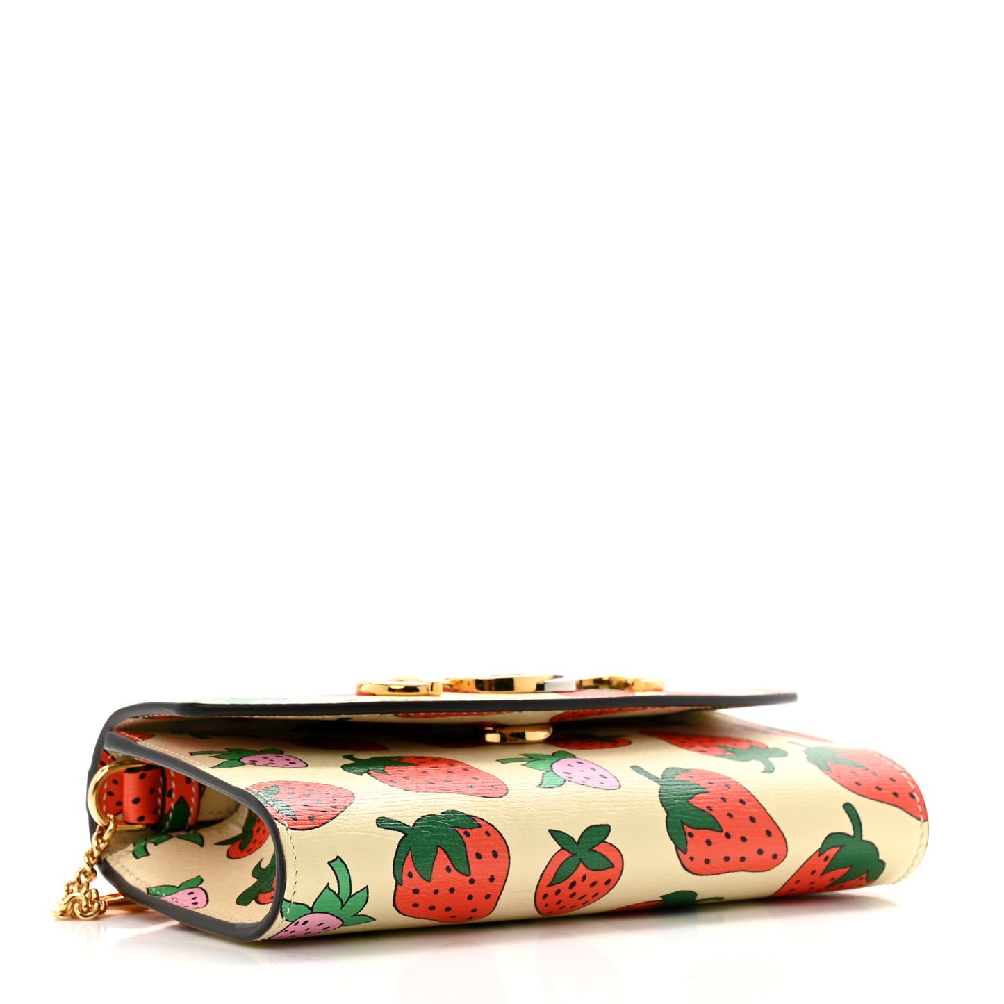 Calfskin Strawberry Print Mini Zumi Shoulder Bag Ivory Red