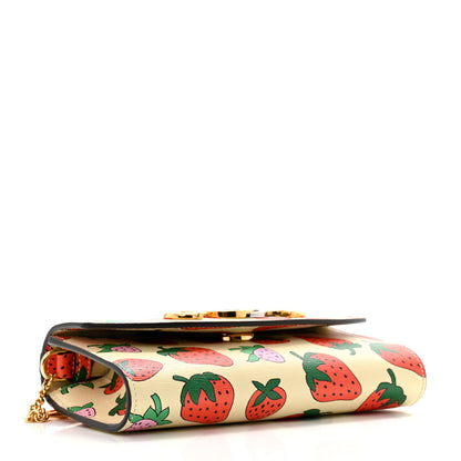 Gucci Calfskin Strawberry Print Mini Zumi Shoulder Bag Ivory Red 4 of 10