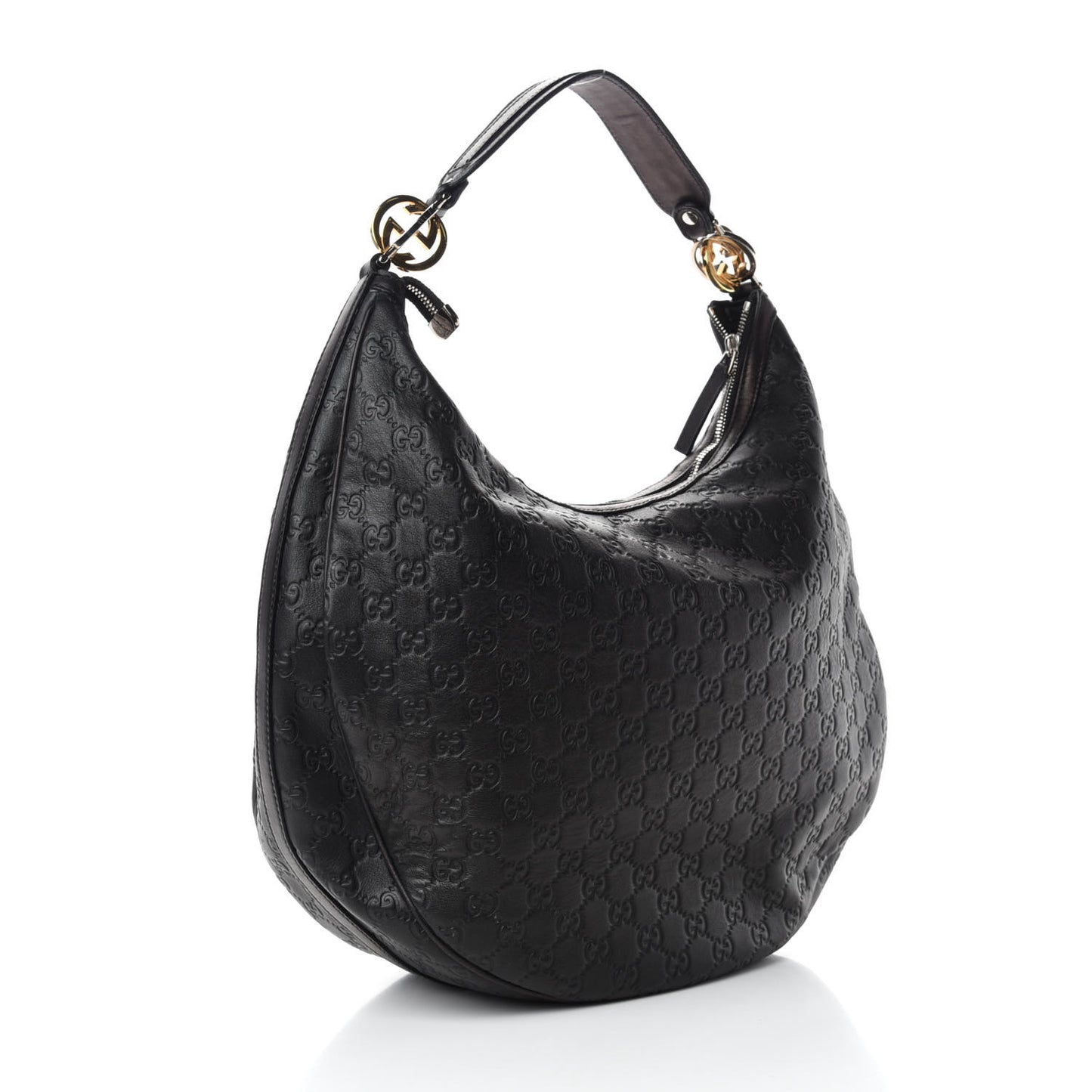 Guccissima Large GG Twins Hobo Black