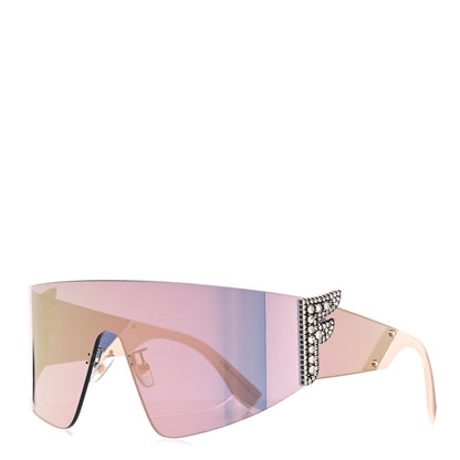 Fendi Mirrored Crystal Embellished FFreedom Shield Sunglasses FF 0382/S Pink 1 of 4