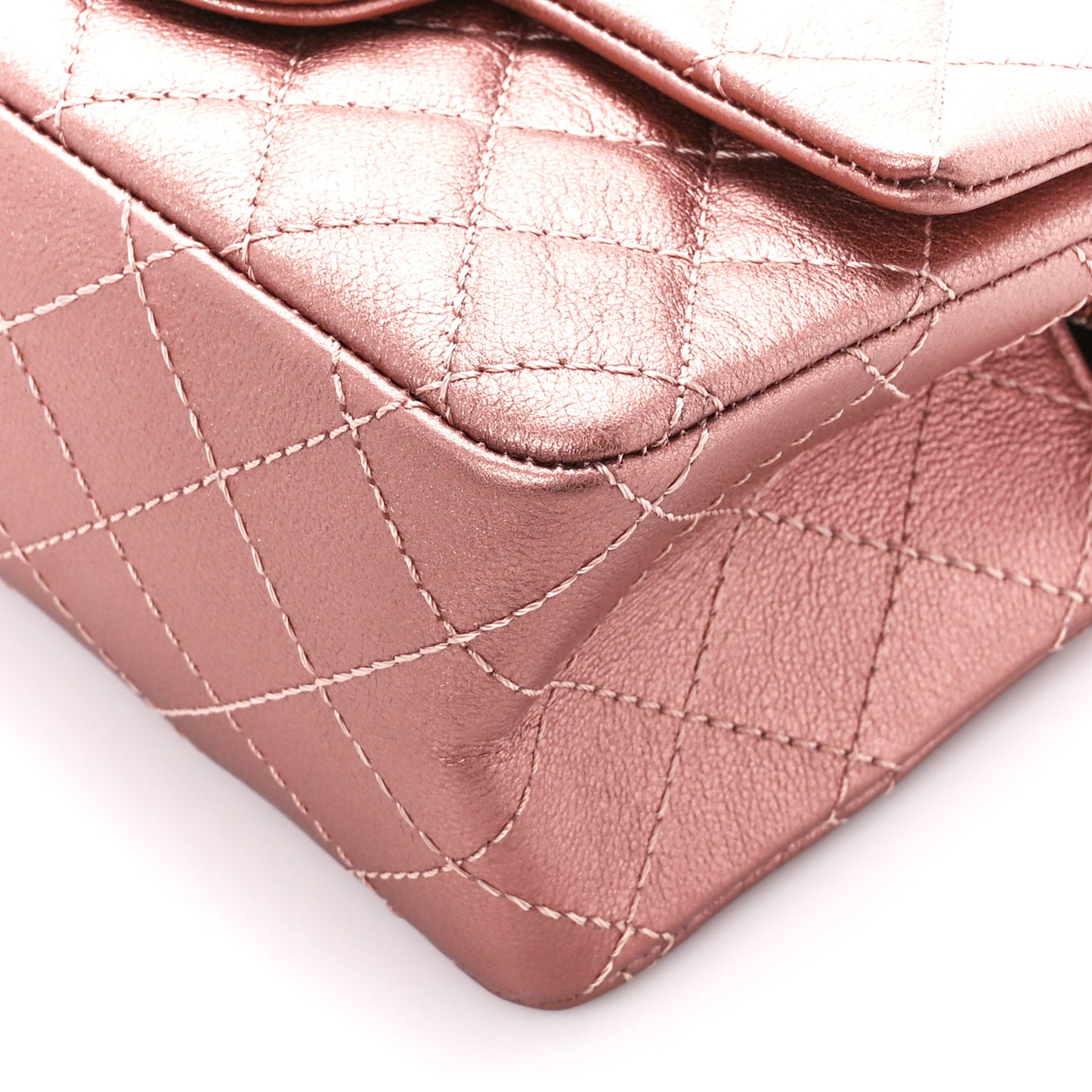 Metallic Grained Calfskin Quilted 2.55 Reissue Mini Flap Copper Pink