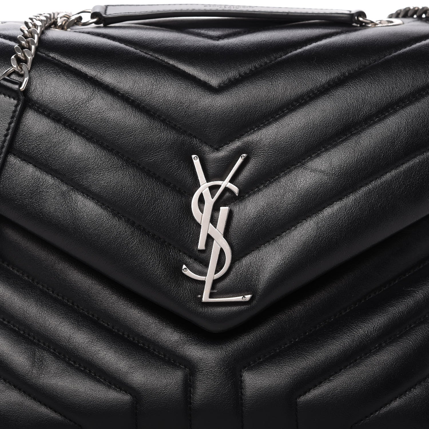 Saint Laurent Calfskin Y Quilted Monogram Medium Loulou Chain Satchel Black 11 of 12