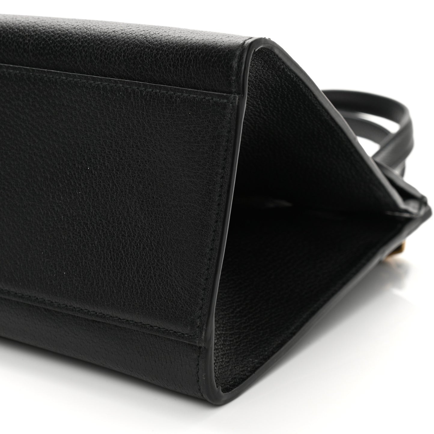 Grained Calfskin Web Crystal Butterfly Stripe Medium Totem Top Handle Bag Black