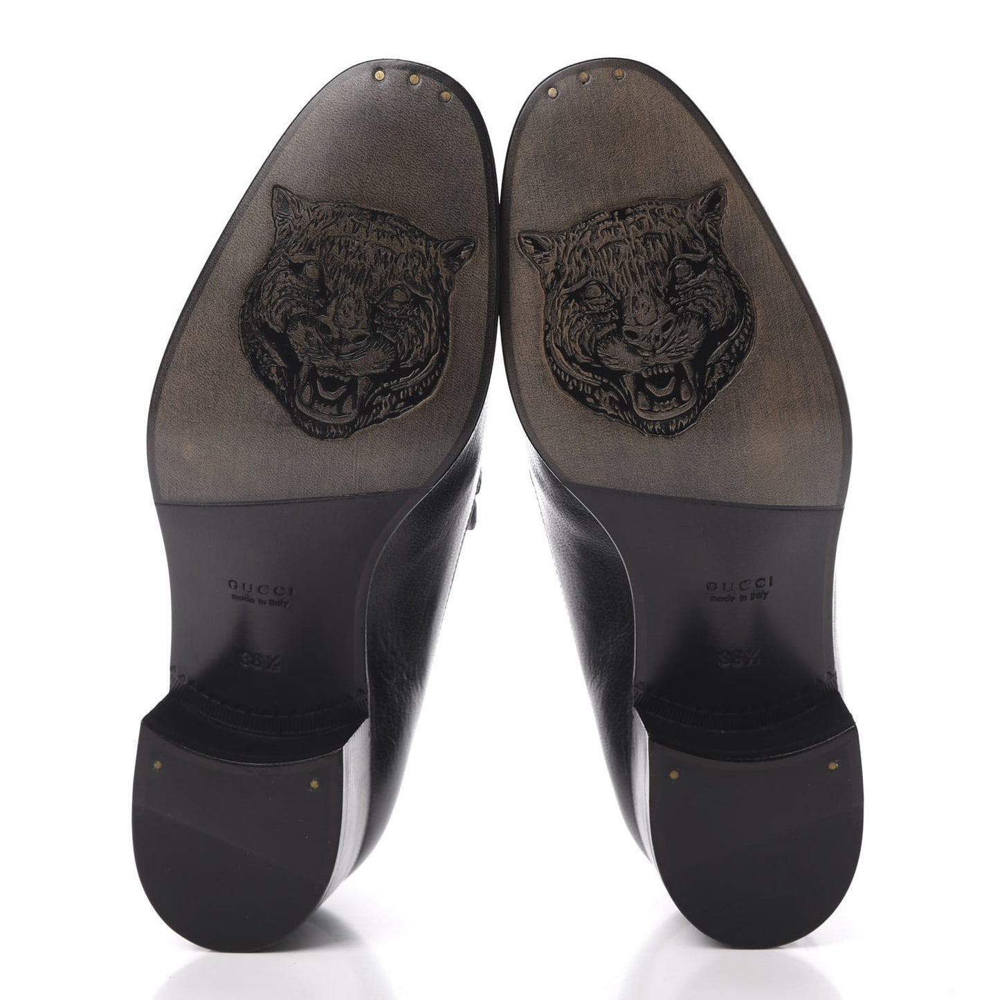 Goatskin Womens Chain Mid-Heel Loafers 36.5 Black