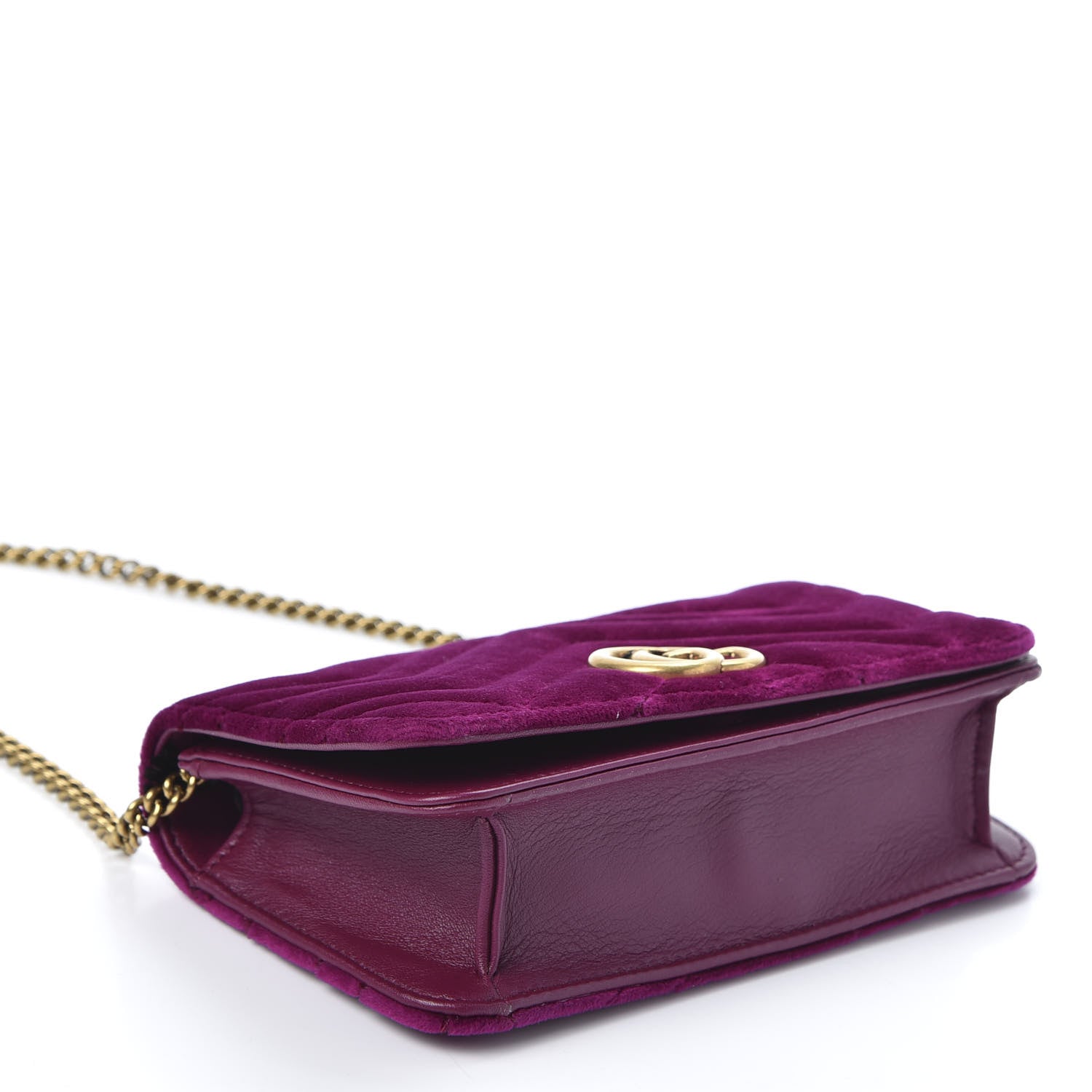 Gucci Velvet Matelasse GG Marmont Mini Bag Fuchsia Violet Cyclamen 3 of 8
