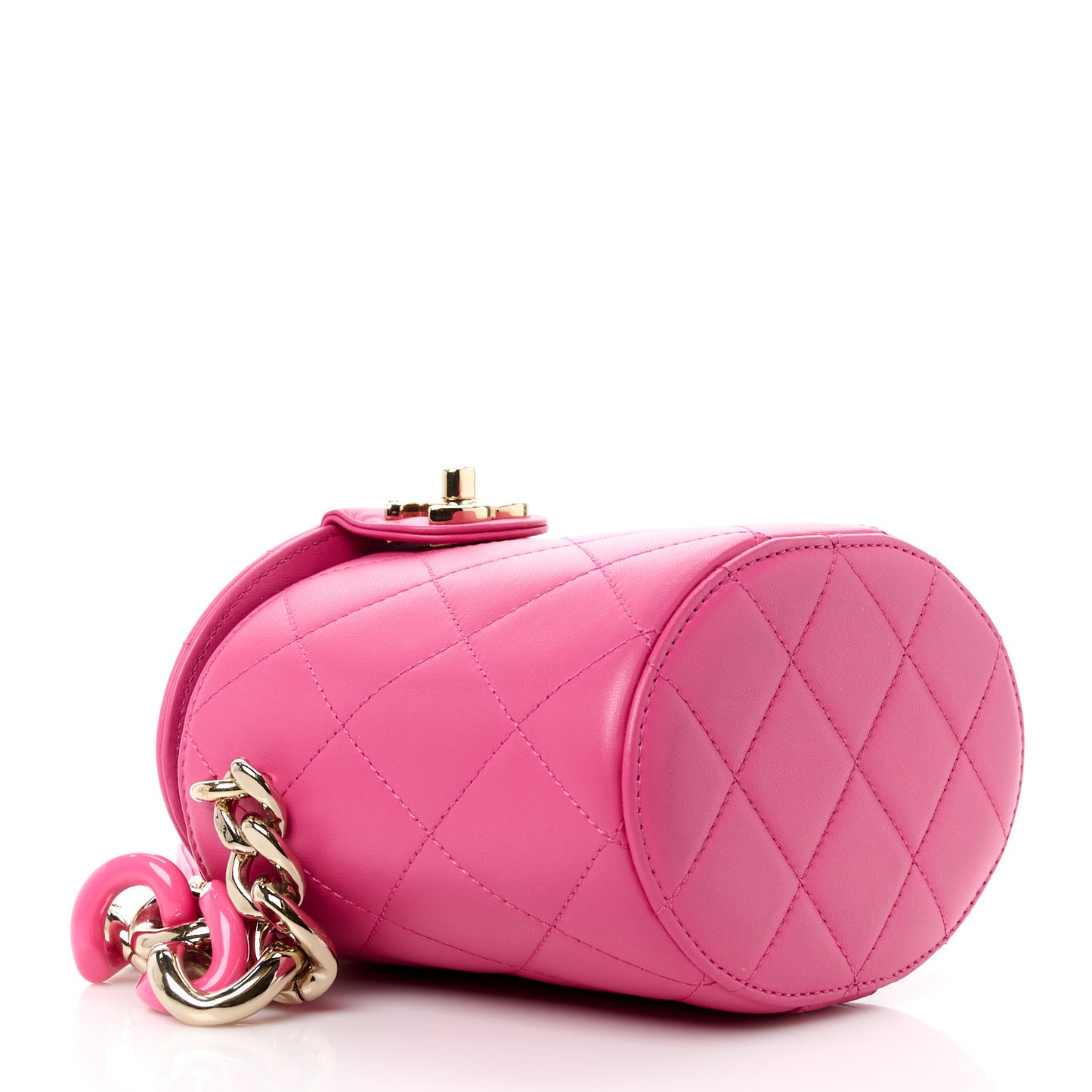 Lambskin Resin Elegant Chain Vanity Case Dark Pink