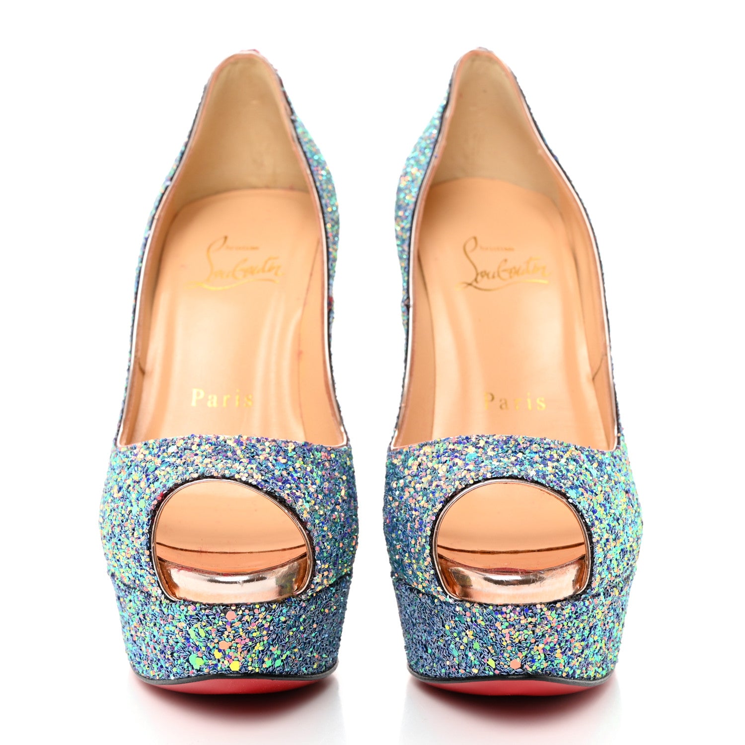 Christian Louboutin Glitter Dragonfly Lady Peep 150 Pumps 35.5 Etincelle Copper 2 of 8