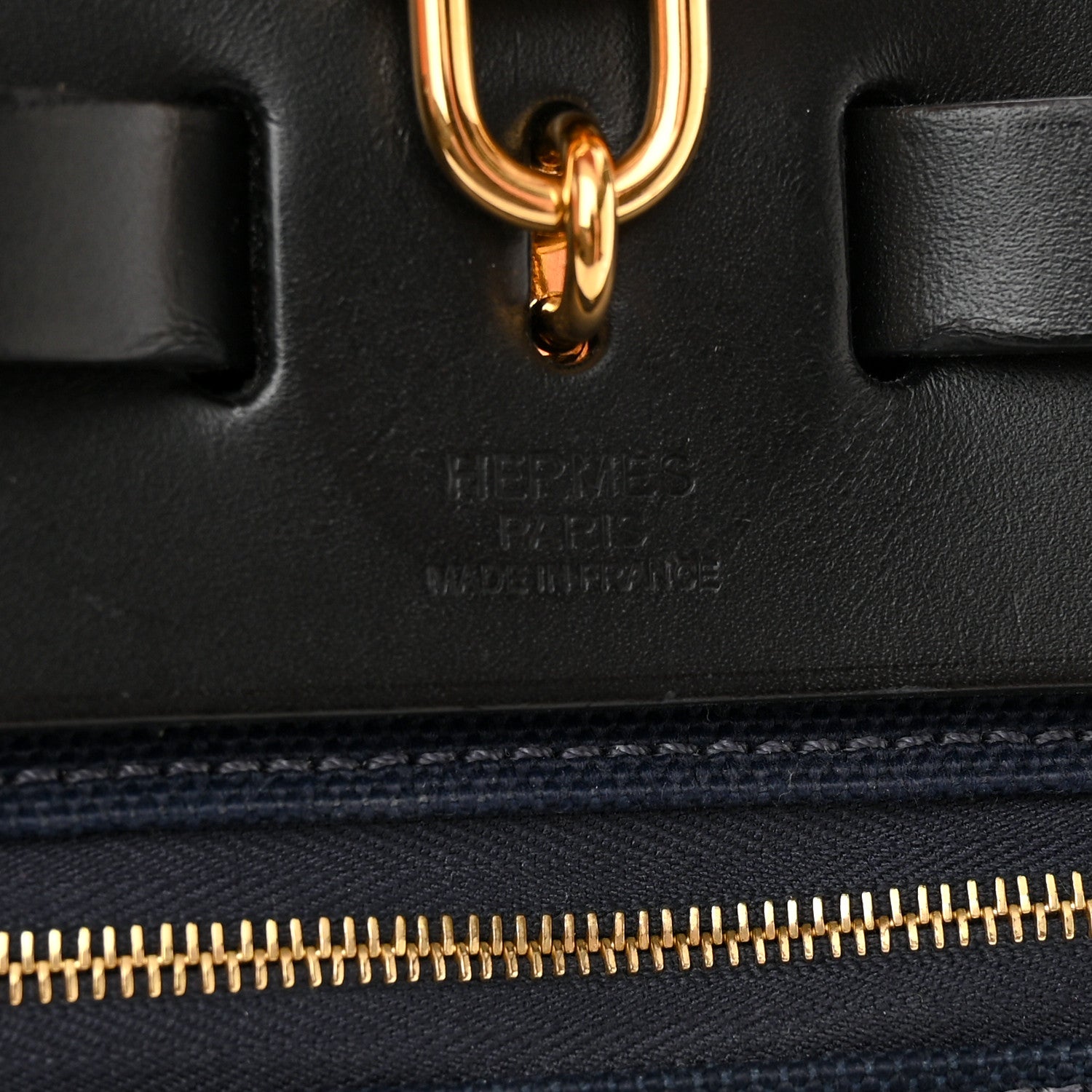 Hermes Military Toile Vache Hunter Herbag Zip Retourne 31 PM Bleu Marine Black 7 of 12