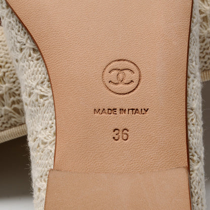 Chanel Crochet Cap Toe Ballerina Flats 36 Beige Black 6 of 11
