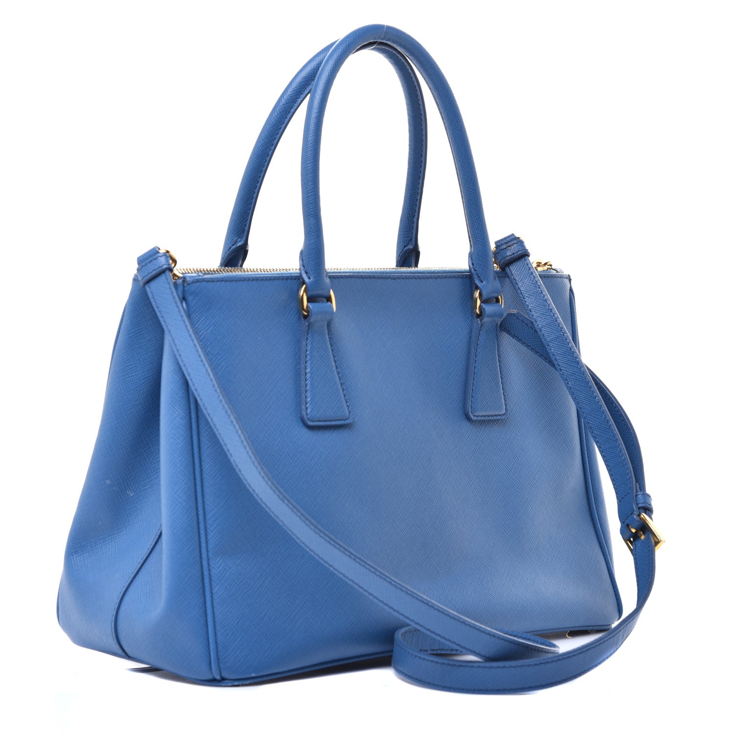 Prada Saffiano Small Galleria Double Zip Tote Bluette 3 of 8