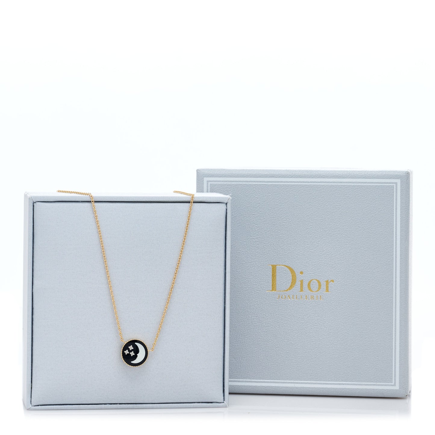 18K Yellow Gold Diamond Black Onyx Mother of Pearl Rose Celeste Pendant Necklace