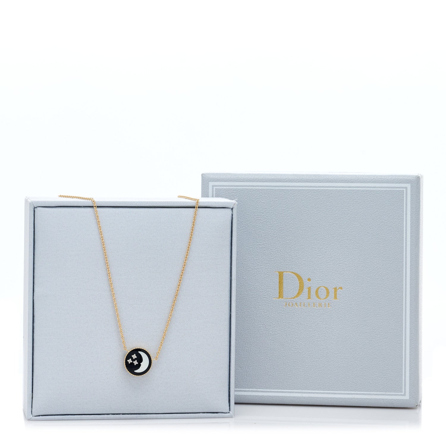 Christian Dior 18K Yellow Gold Diamond Black Onyx Mother of Pearl Rose Celeste Pendant Necklace 7 of 7