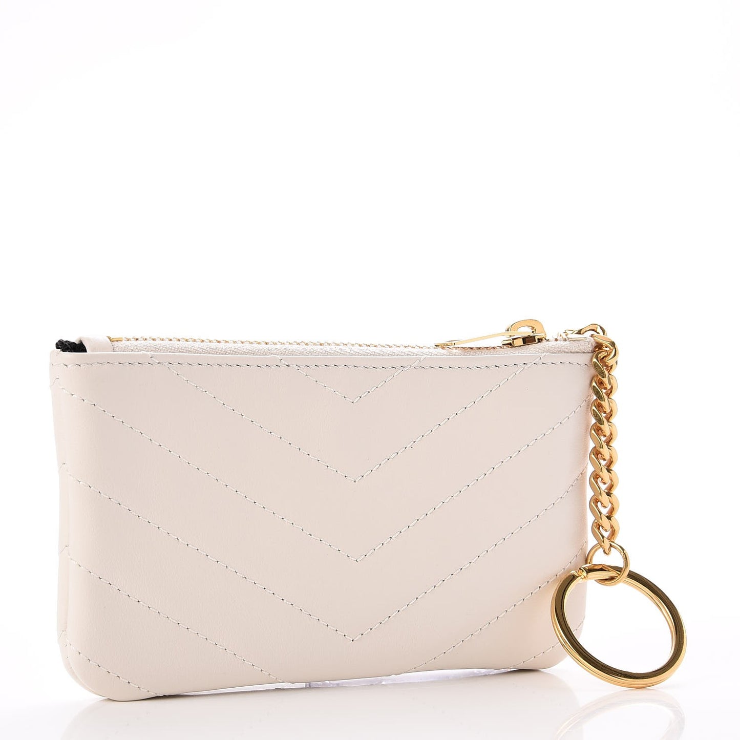 Calfskin Matelasse Monogram Key Pouch Porcellana