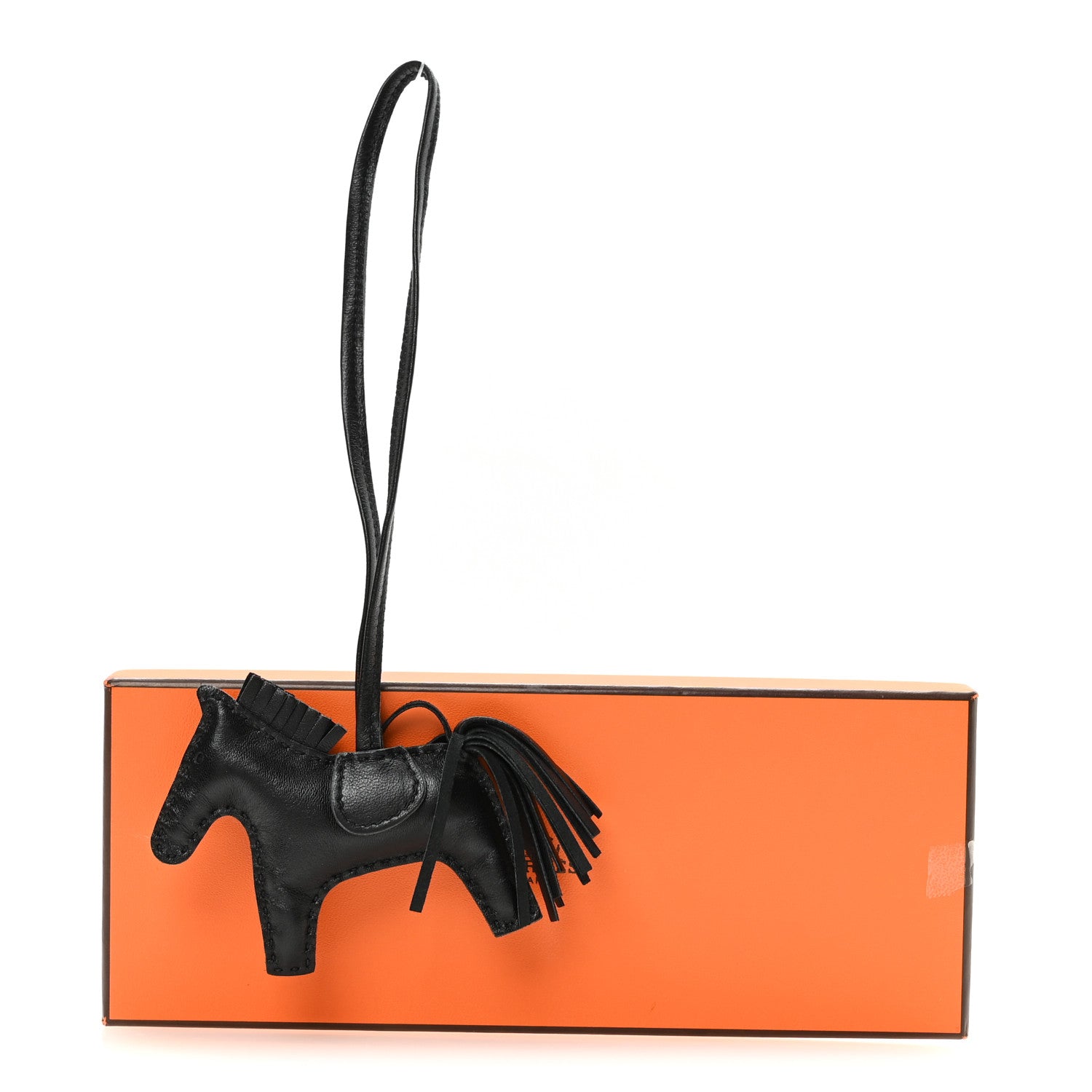 Hermes Milo Lambskin Grigri Rodeo Horse Bag Charm PM So Black 4 of 4