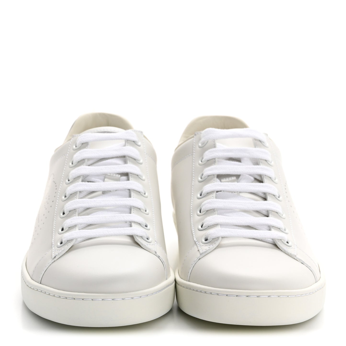 Calfskin Interlocking G Perforated Womens Ace Sneakers 38.5 White Grey Sky